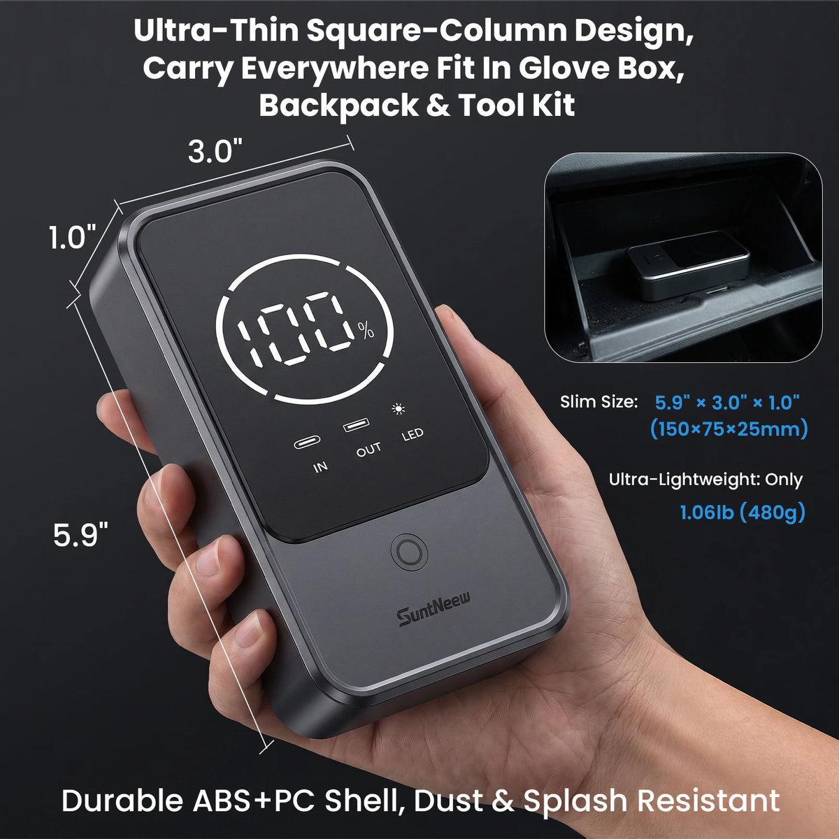 Jump Starter & Power Bank -10000mAh -2000A- 12V Battery Booster