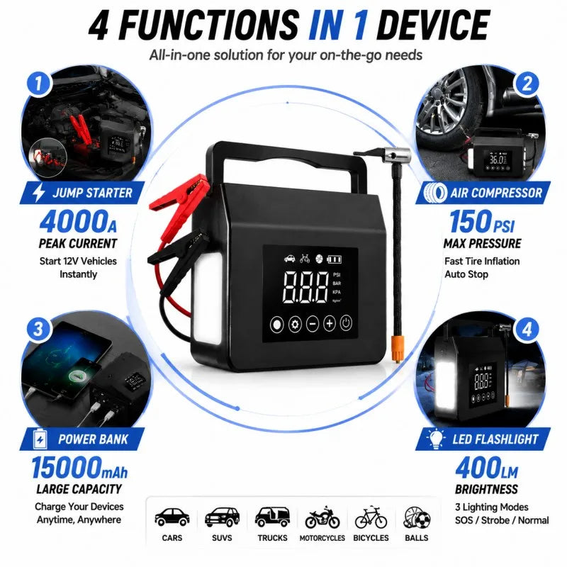Jump Starter 4000A Portable Car Battery