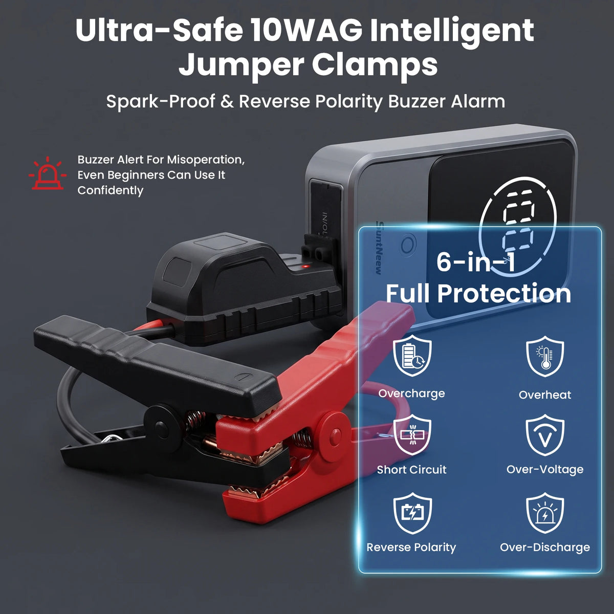Jump Starter & Power Bank -10000mAh -2000A- 12V Battery Booster