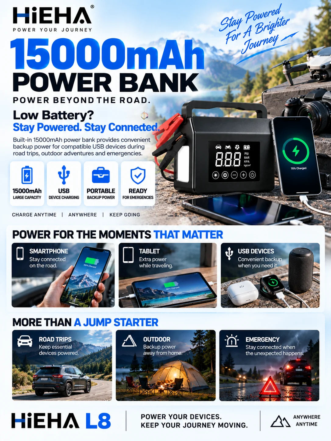 Jump Starter 4000A Portable Car Battery