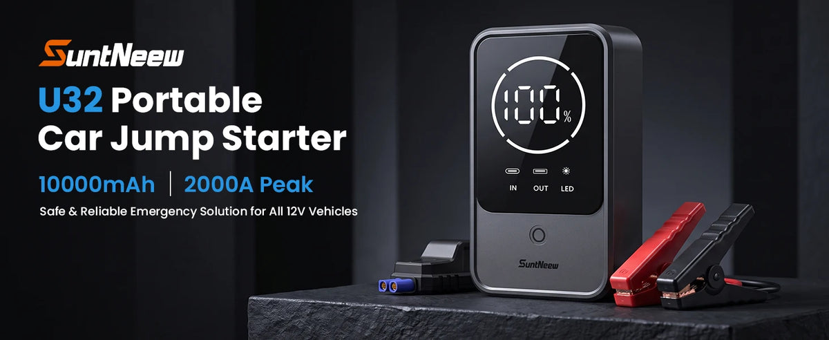 Jump Starter & Power Bank -10000mAh -2000A- 12V Battery Booster