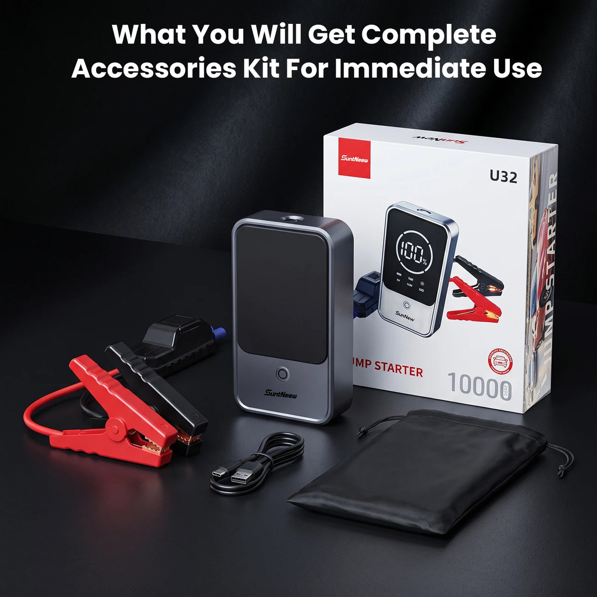 Jump Starter & Power Bank -10000mAh -2000A- 12V Battery Booster