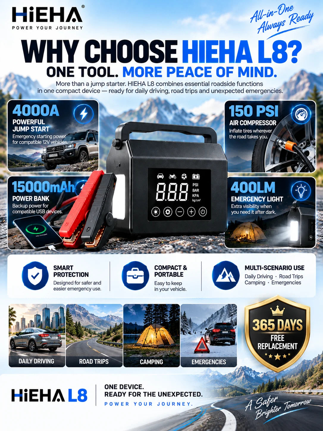 Jump Starter 4000A Portable Car Battery