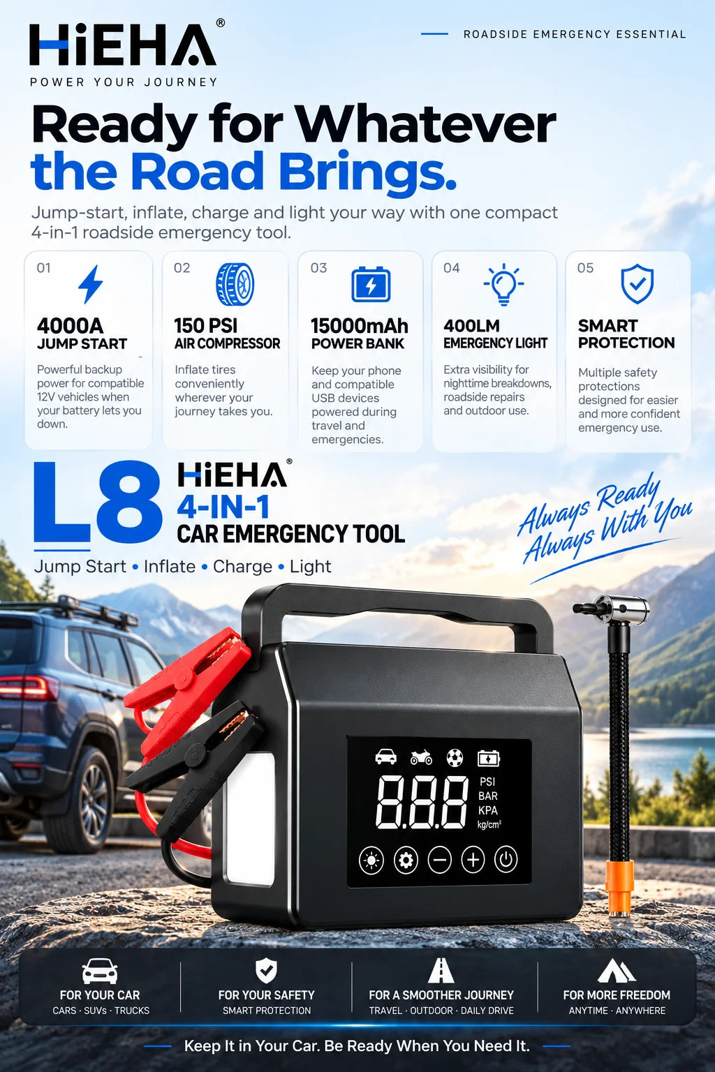Jump Starter 4000A Portable Car Battery