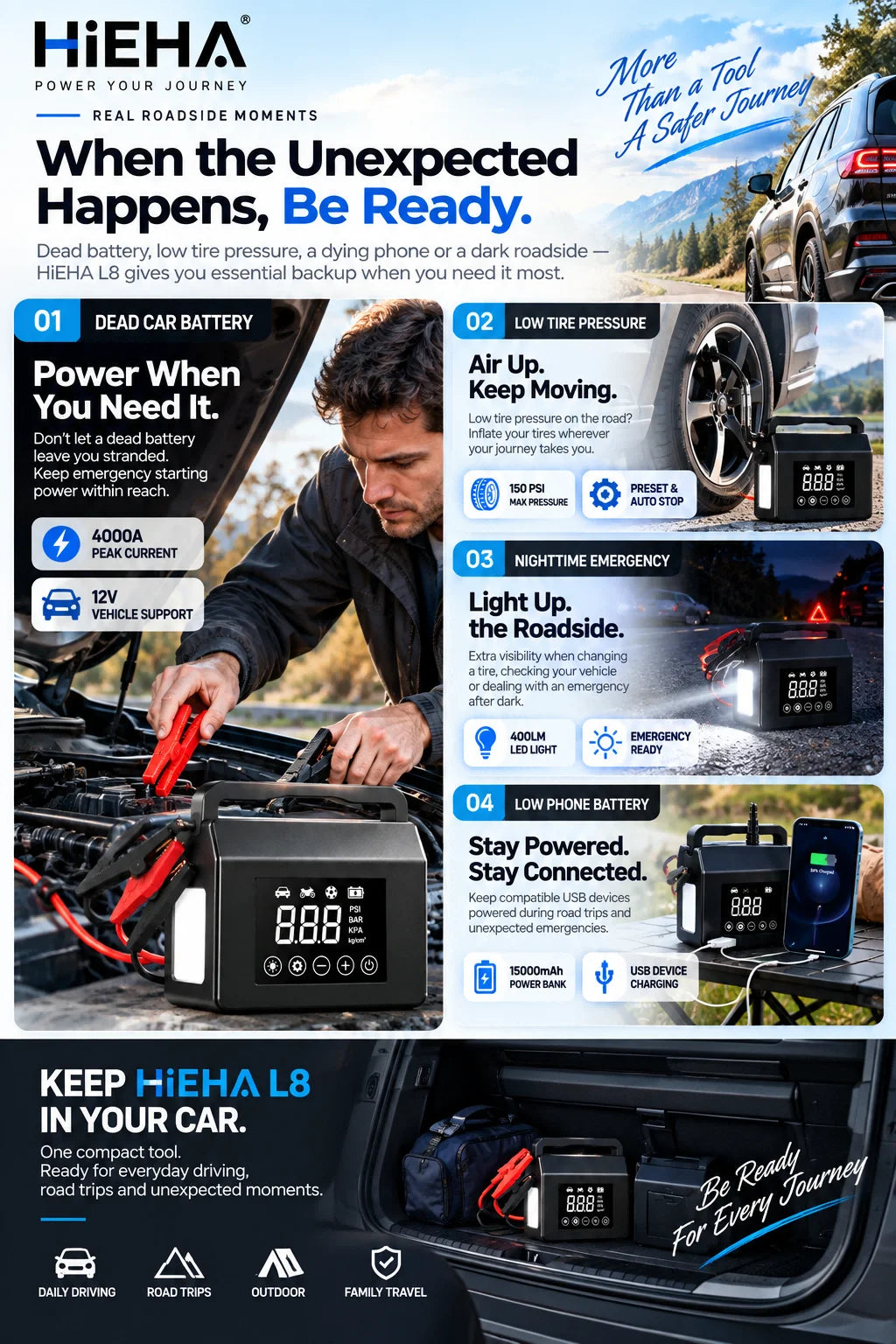 Jump Starter 4000A Portable Car Battery