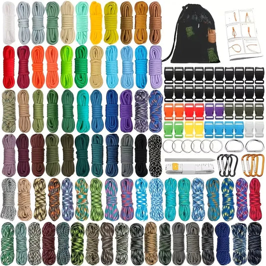 136-Piece Set Multicolor Paracord Rope Kit for Outdoor Sports & Camping